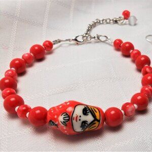 no 793 Handmade jewelry set with Matrioshka bracelet and earrings